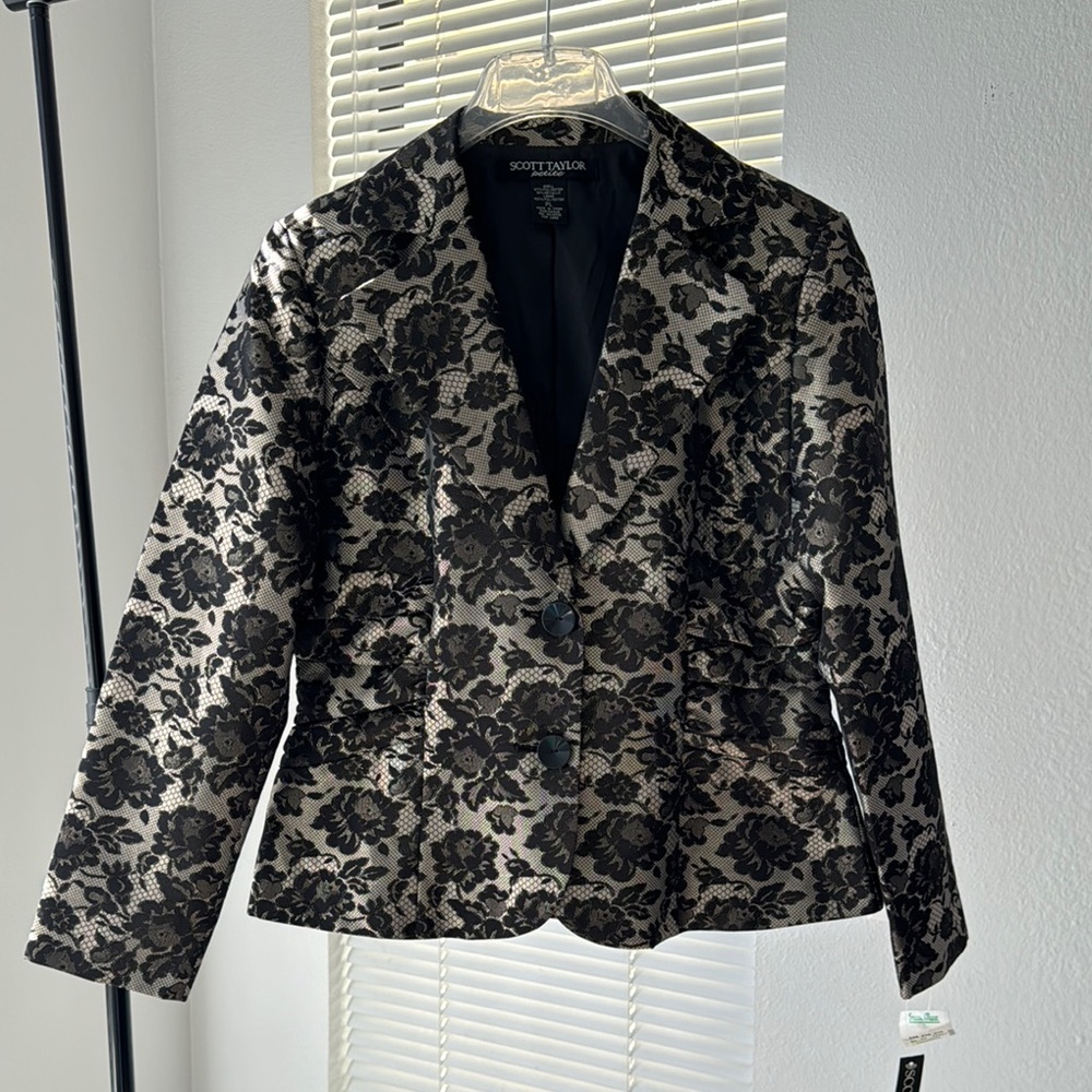 Scott Taylor Petite Lace Black Floral Women's Jacket